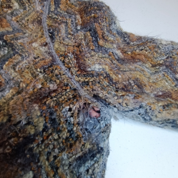 Harley Of Scotland Multicolor Chevron Wave Knit Pattern Turtleneck Sweater Men S - Picture 9 of 16